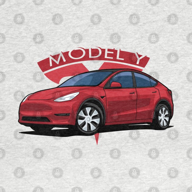 Model Y electric car red by creative.z